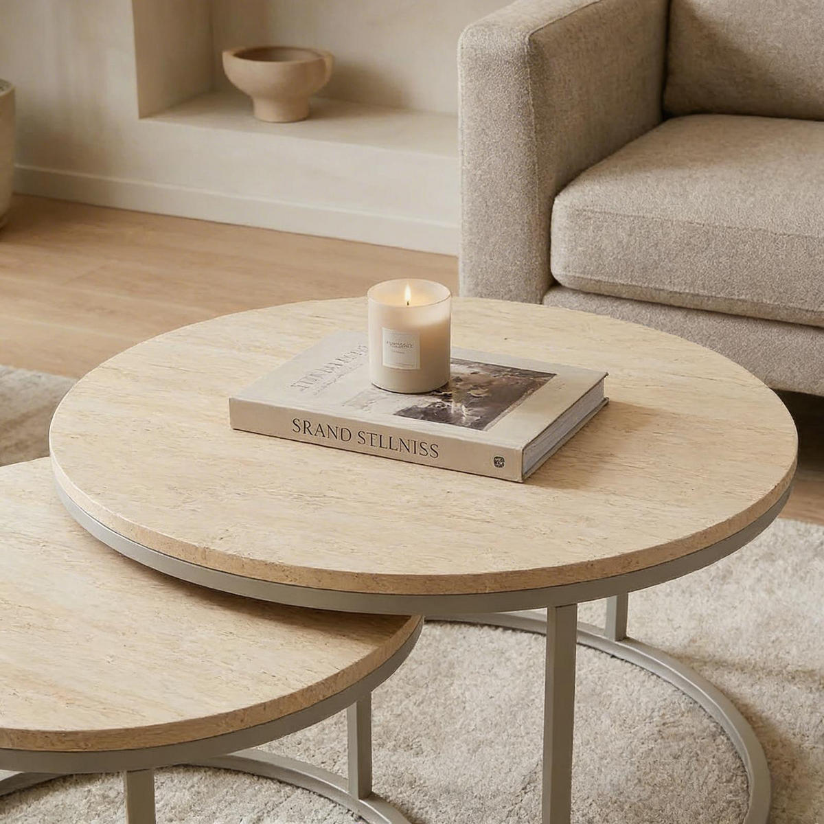 COUCHTISCHSET TOURS 2er Set cappuccino - Kaschmir, Holzwerkstoff (80/80/45cm) - IDIMEX