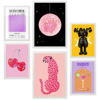 POSTER Set Mit 6 Kaws Moderne KunstA3 & A4 Weißer Rahmen - Weiß, Papier (29/3cm) - Nacnic