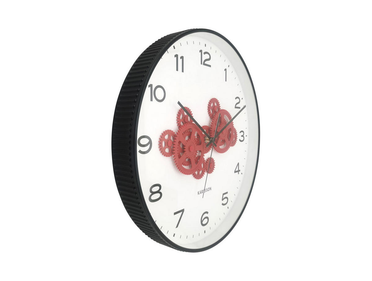 WANDUHR Open Gear Schwarz 40/5.66/40 cm - Schwarz, Kunststoff (5.66/40/40cm) - Karlsson