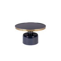 COUCHTISCH Glam Rund 60 cm Blau/ Gold - Blau, Metall (60/60/35cm) - Zuiver
