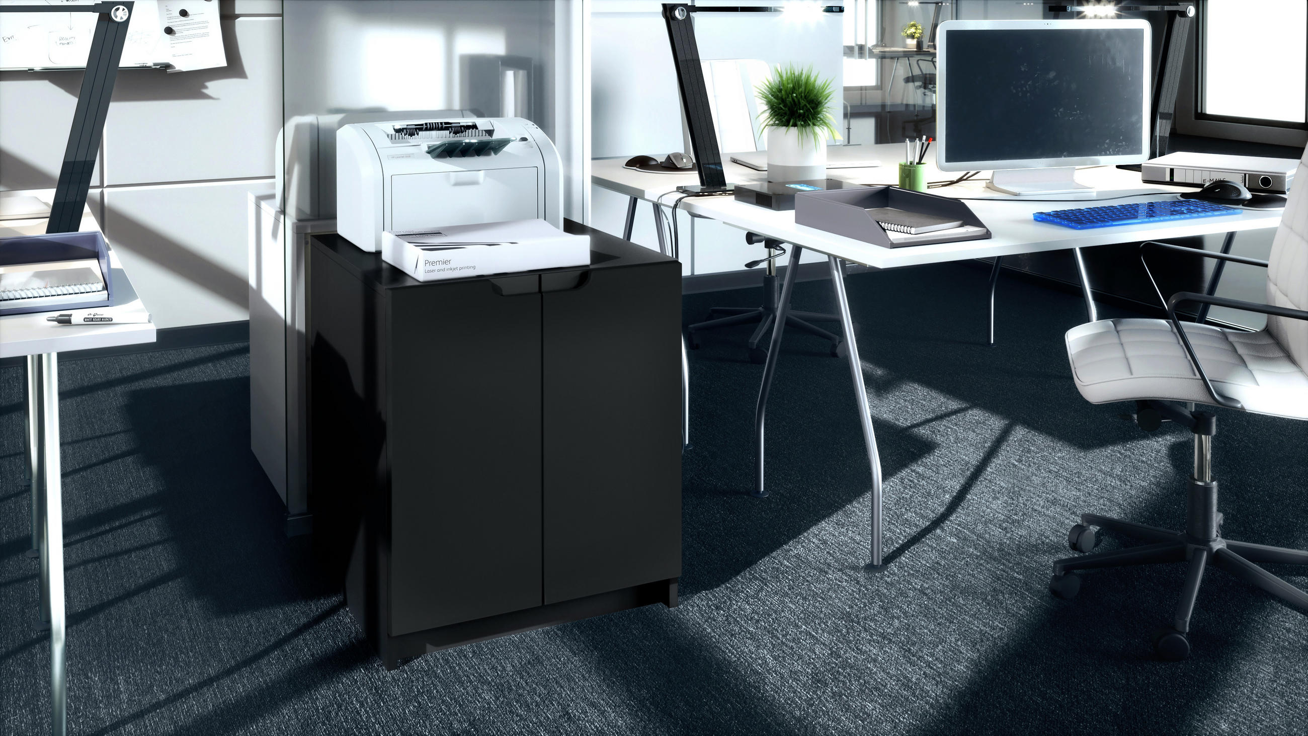 KOMMODE Logan Fronten in Schwarz matt - Schwarz, Holzwerkstoff (51/60.5/54cm) - Vladon