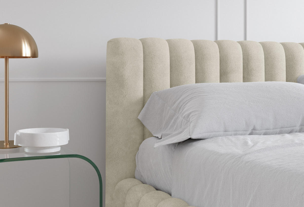 POLSTERBETT mit Stauraum Bouclé 200x200 cm in Creme - Creme, Textil (200/200cm) - Home Collective
