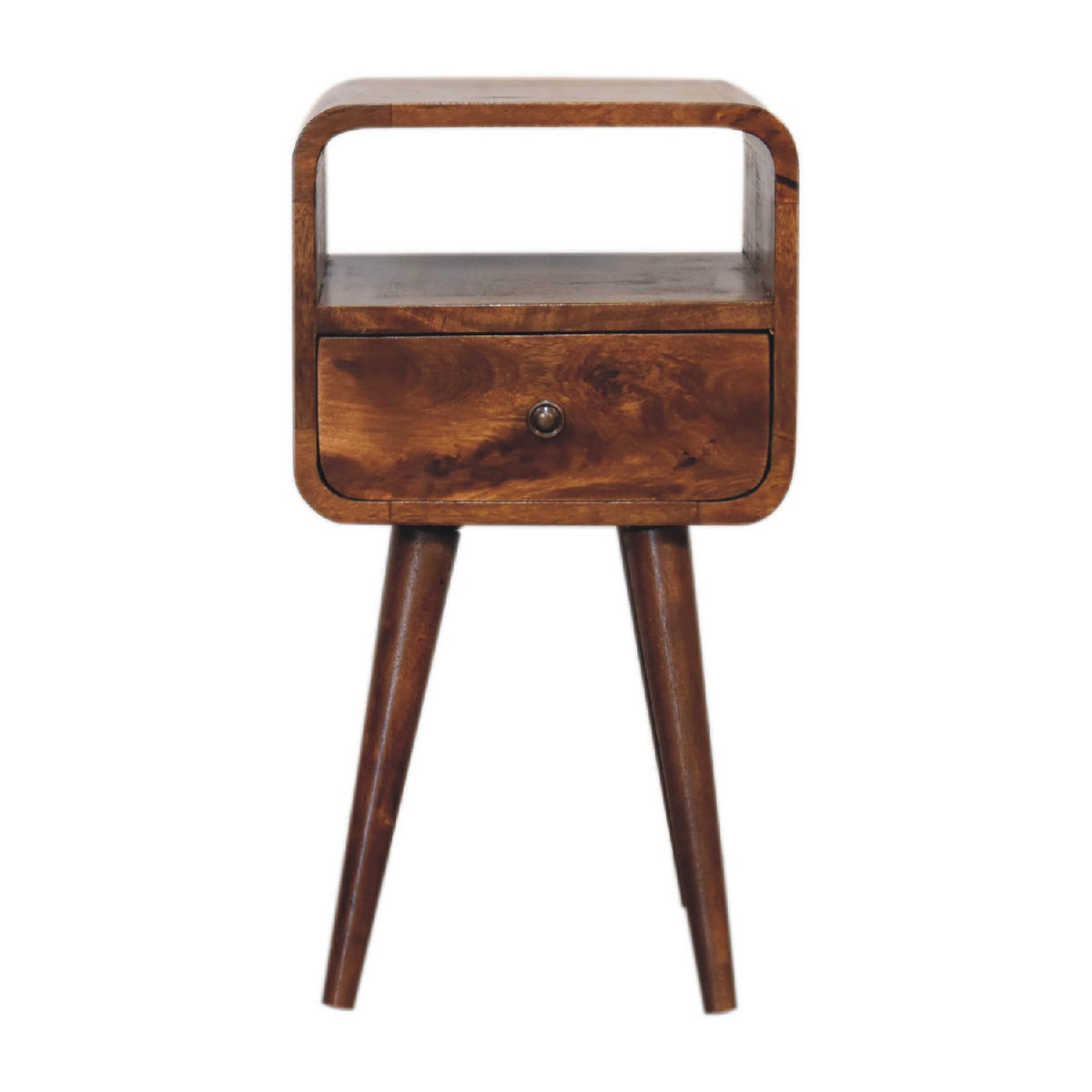 NACHTTISCH mit offener Ablage - Messingfarben/Braun, Holz/Metall (30/55/30cm) - Artisan Furniture