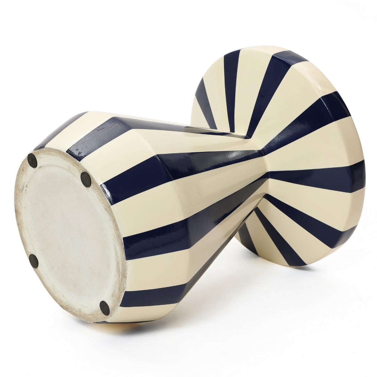 BEISTELLTISCH Rund Magnesiumoxid (MgO) mit Marineblau-Creme Gestreift - Blau, Naturmaterialien (34/34/40cm) - Hometopia