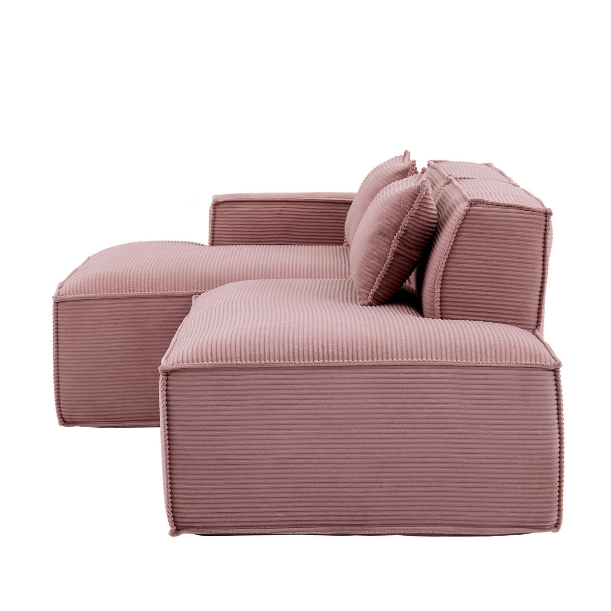 ECKSOFA DE-35208 mit 2 Kissen Hellrosa - Pink, Textil (129/235cm) - ComfortXL