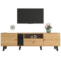 TV-SCHRANK 170cm Modern Holz & Schwarz Design Schubladen Stauraum - Braun, Holz (47/20.5/76.5cm) - FLIEKS