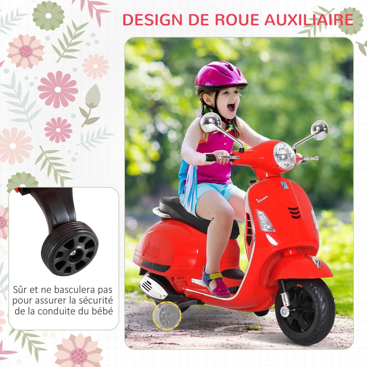 ELEKTRO-KINDERAUTO DE-12989 Stützräder Rot - Rot, Kunststoff (102/50.5/75.5cm) - ComfortXL
