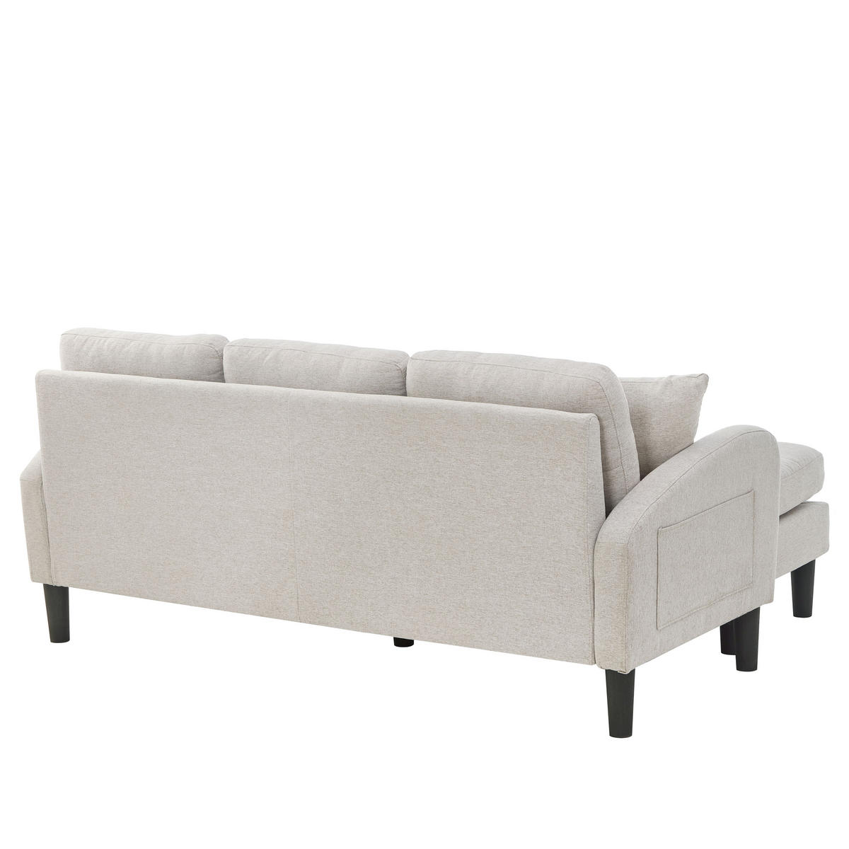 ECKSOFA L-Form 3-Sitzer mit Chaiselongue Baumwoll-Leinenstoff Beige Grau 166/118/77 cm - Beige, Kunststoff (166/118cm) - OKWISH