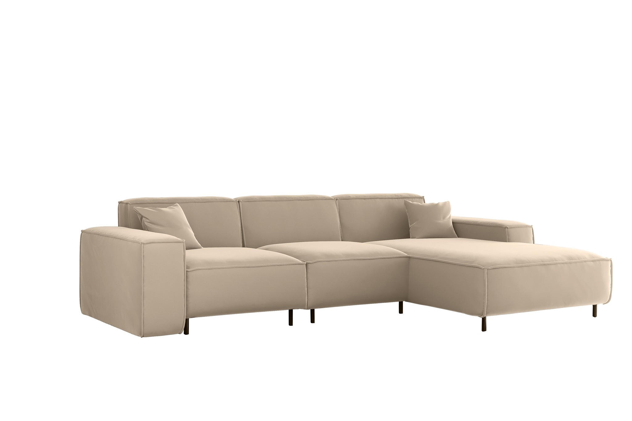 ECKSOFA Gloria In Tiffani - Beige, Holzwerkstoff/Textil (266/165cm) - Fun Möbel