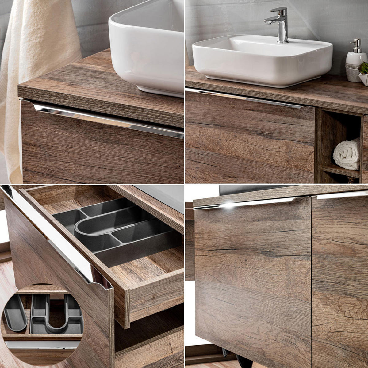 BADMÖBEL-SET 9-TLG. Puebla-56 - Braun, Holzwerkstoff (160/200/46cm) - Lomado