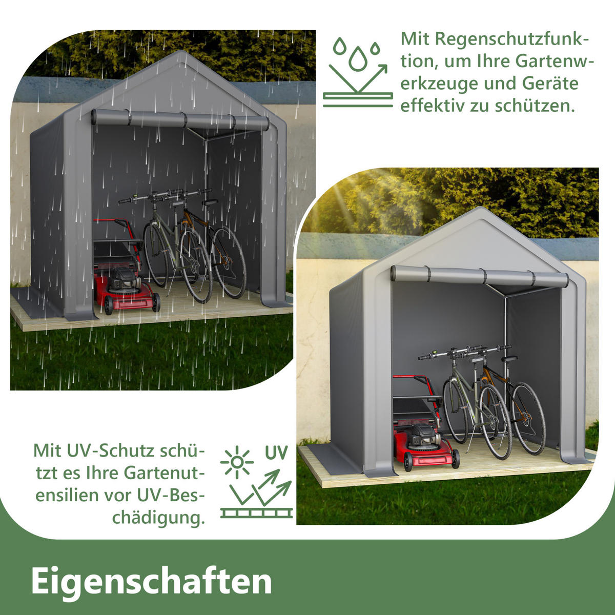 KLEINGARAGE aus verzinktem Stahlrohr 190x170x200 cm in Dunkelgrau mit Rolltor - Dunkelgrau, Metall (170/200/190cm) - Modfu
