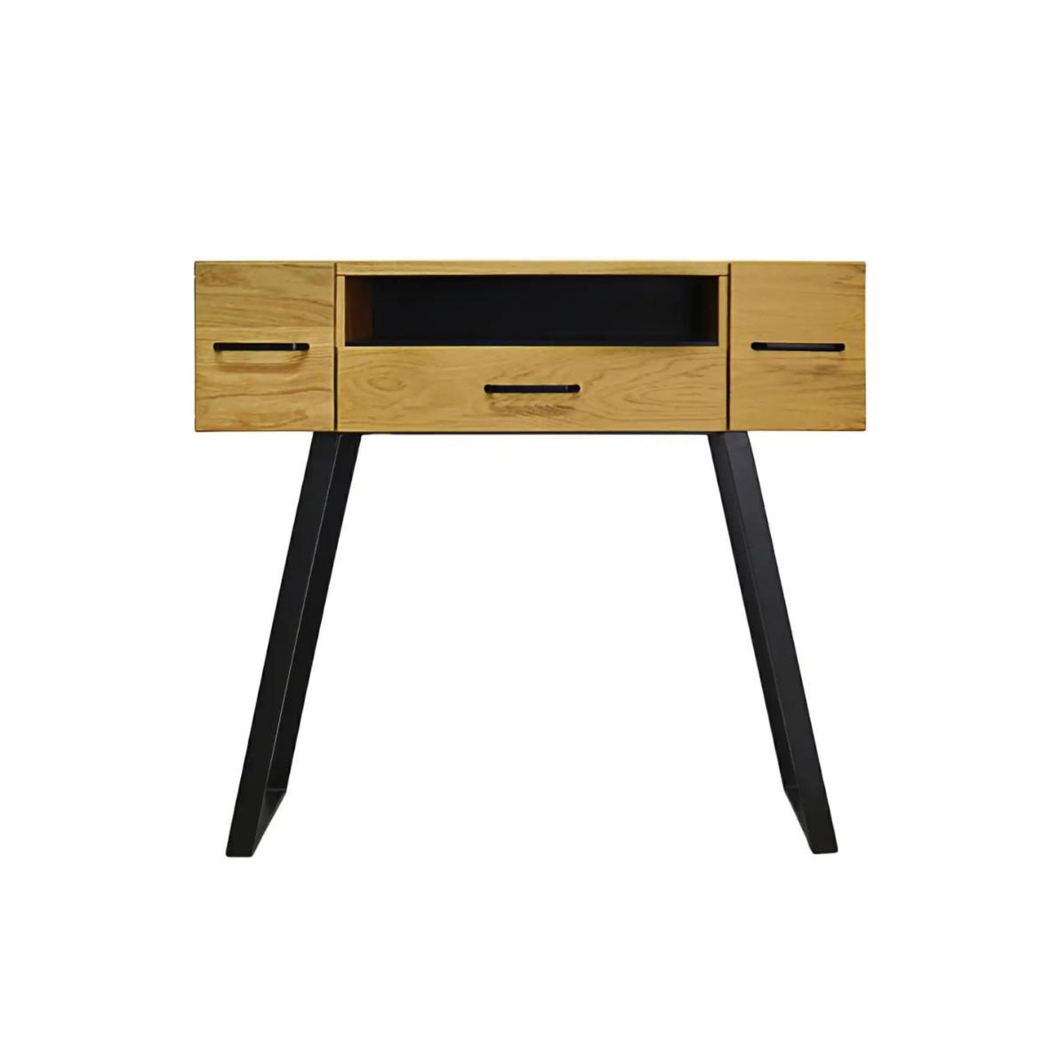 BEISTELLTISCH aus Massivholz und Metall mit Schubladen JORGEN - Eichefarben, Holz (100/90/30cm) - Rawood Furniture