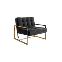 LOUNGESESSEL Duban Schwarz Samtstoff - Goldfarben/Schwarz, Holz/Textil (84/81/89cm) - S-Style Möbel