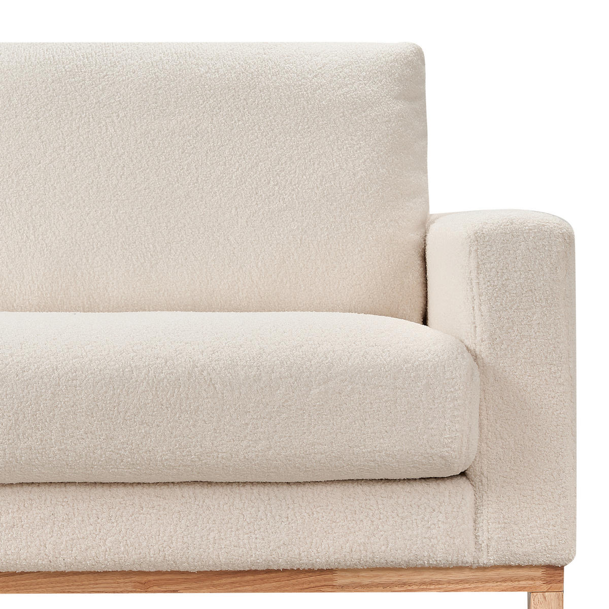ECKSOFA 4-Sitzer Bouclé Weiß rechtsseitig Siggard - Weiß/Braun, Textil (296/163cm) - Beliani