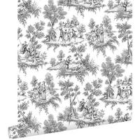 TAPETE Toile de Jouy 53 cm x 10.05 m - Schwarz, Papier (53/1000cm) - ESTAhome