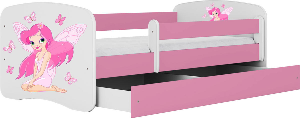 KINDERBETT Emily mit Schublade und Matratze, Rosa 80x160 cm - Rosa, Holzwerkstoff (160/80cm) - WFL GROUP