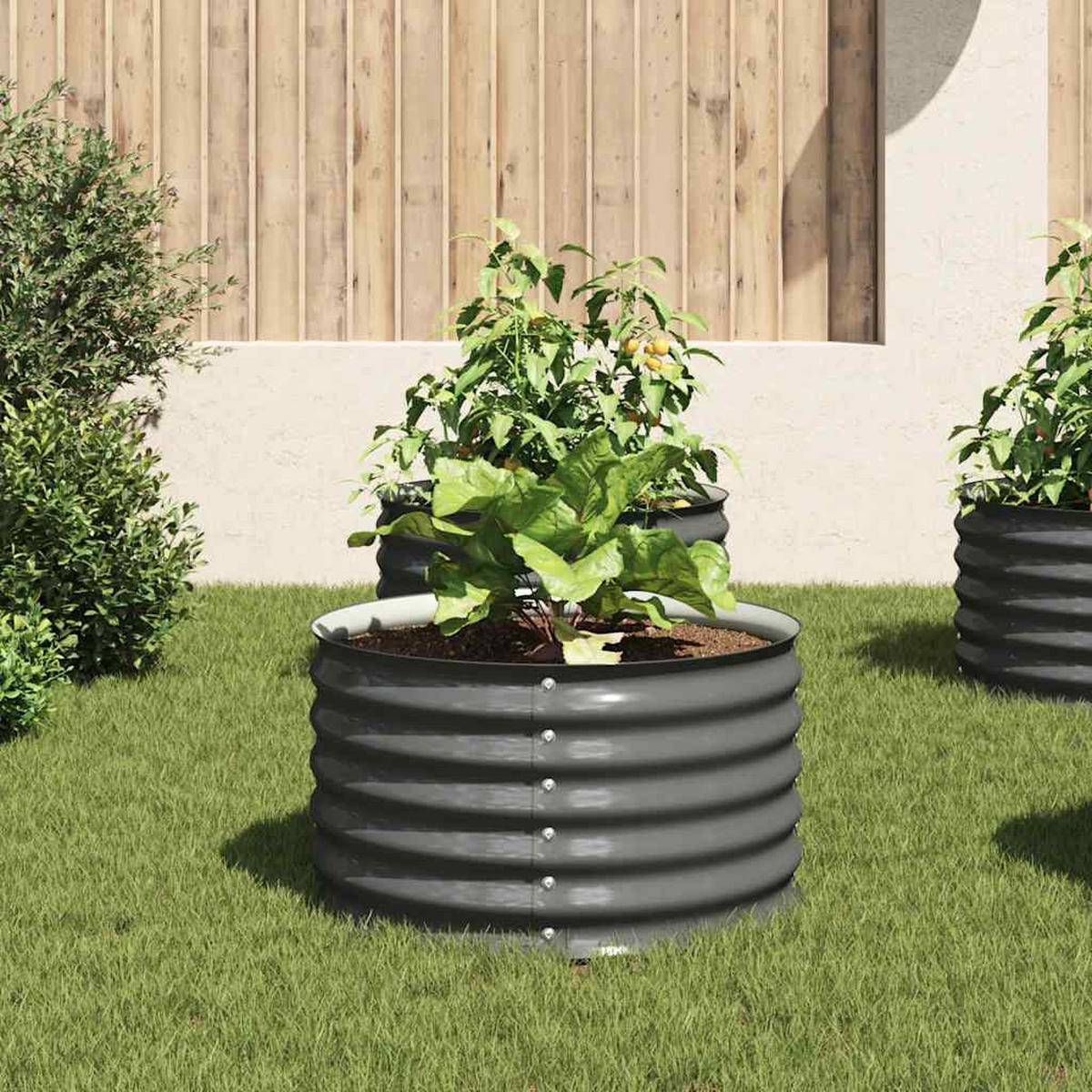 RUNDES Hochbeet für Garten BLUMO | Verzinkter Stahl | 80x80x44cm, Grau - Grau, Metall (80/44/80cm) - DELUKE