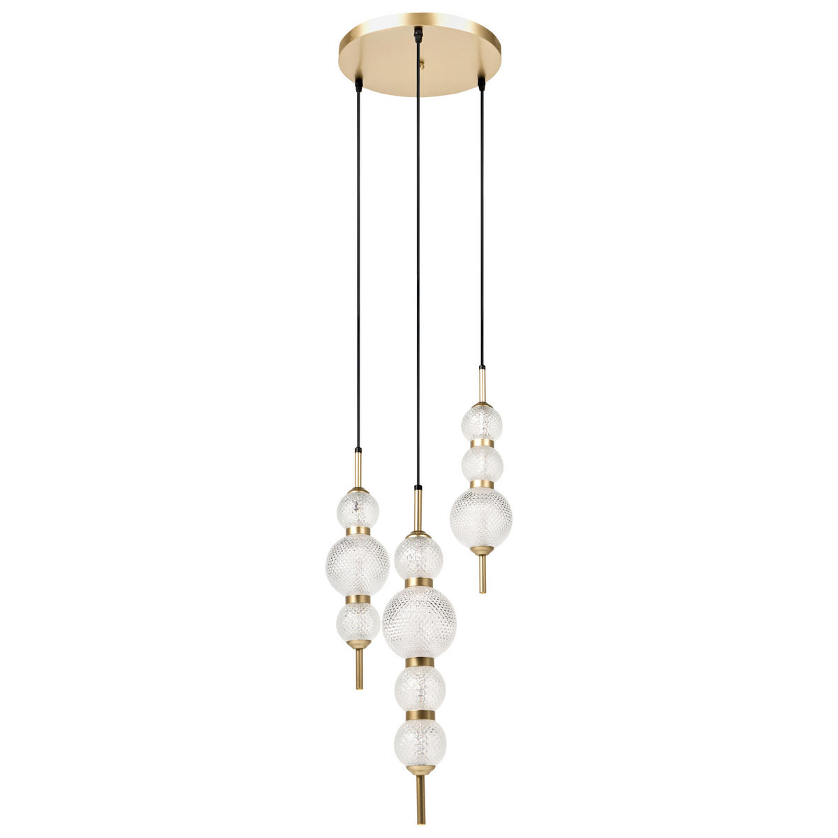 LUSTRĂ SUSPENDATĂ aurie Aras - auriu/transparent, sticlă (30/30/130cm) - Beliani