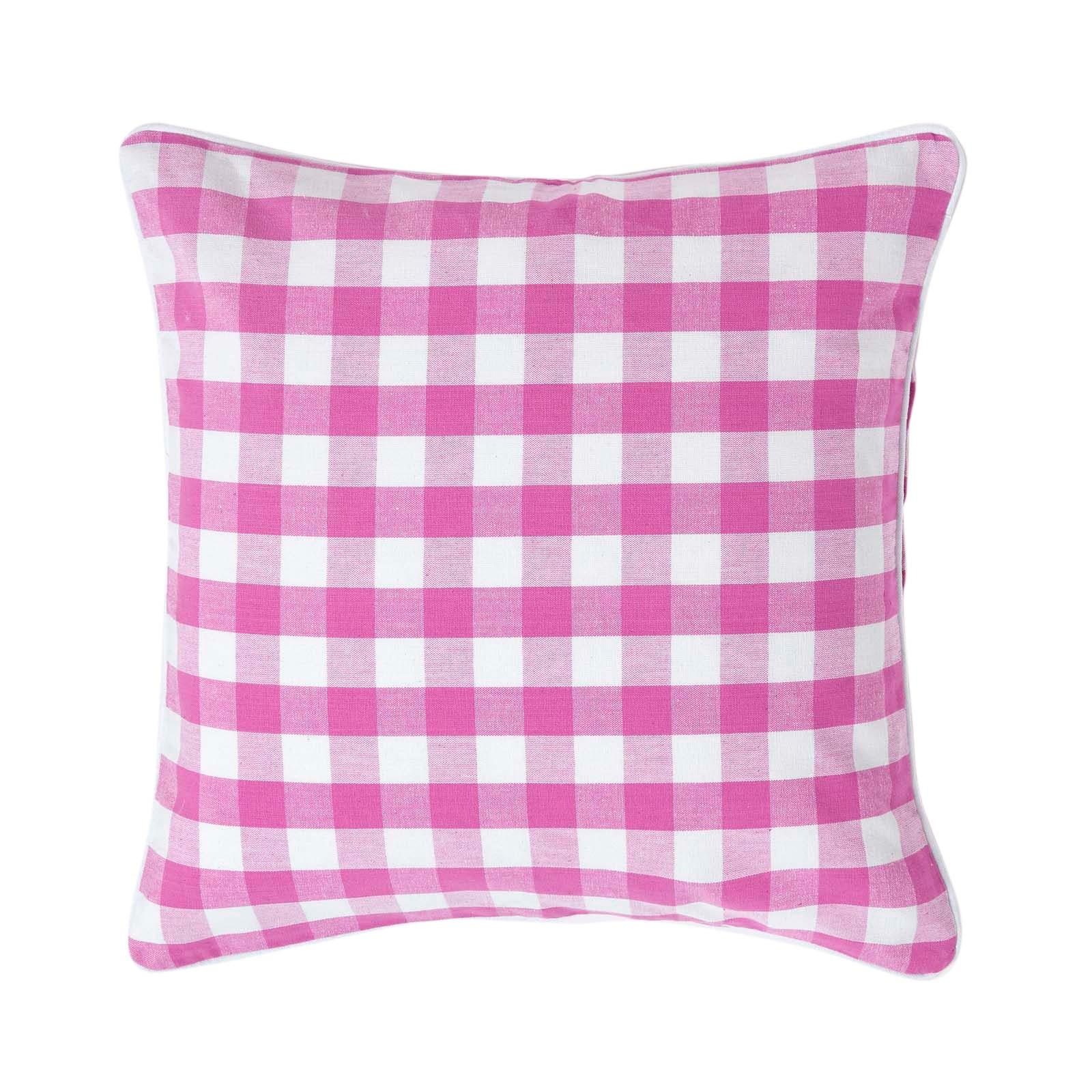 KISSENHÜLLE Karo-Muster 45/45 cm, 100% Baumwolle - Rosa, Textil (45/45cm) - Homescapes