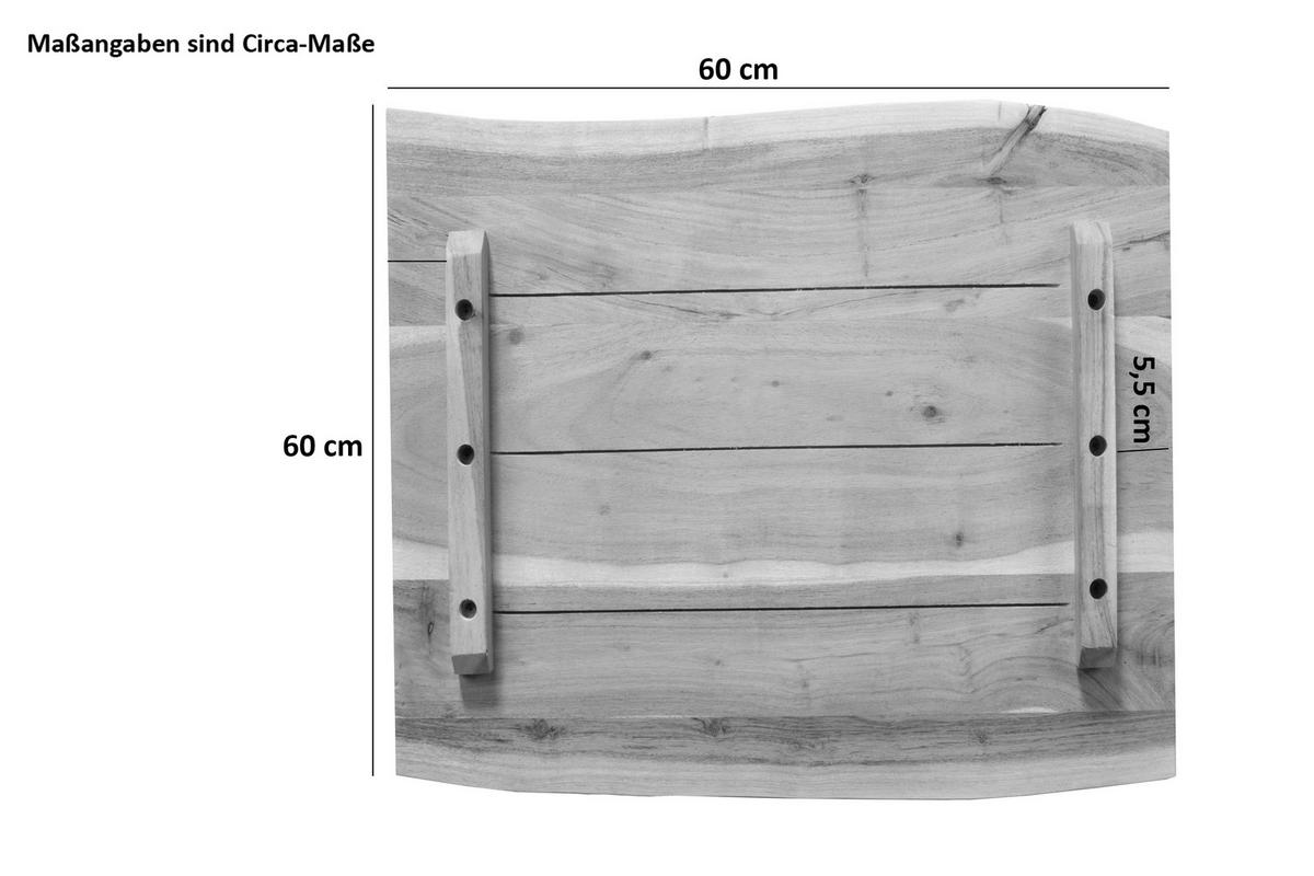TISCHPLATTE CURT - Braun/Naturfarben, Akazienholz/Holz (60/60/3cm) - SAM