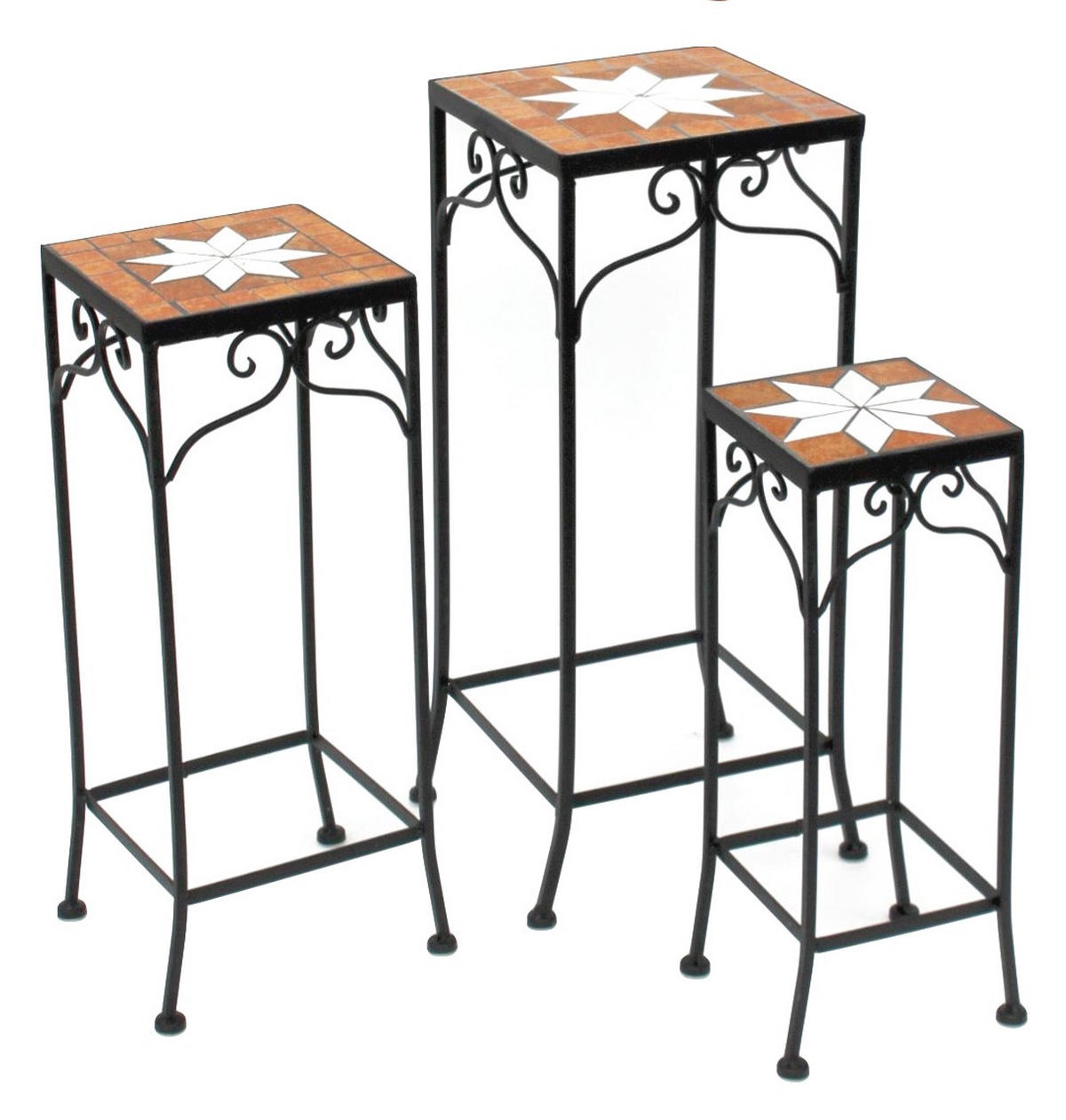 BLUMENHOCKER Mosaik Eckig 3er Set 12011 - Schwarz, Metall (24/62/24cm) - DanDiBo