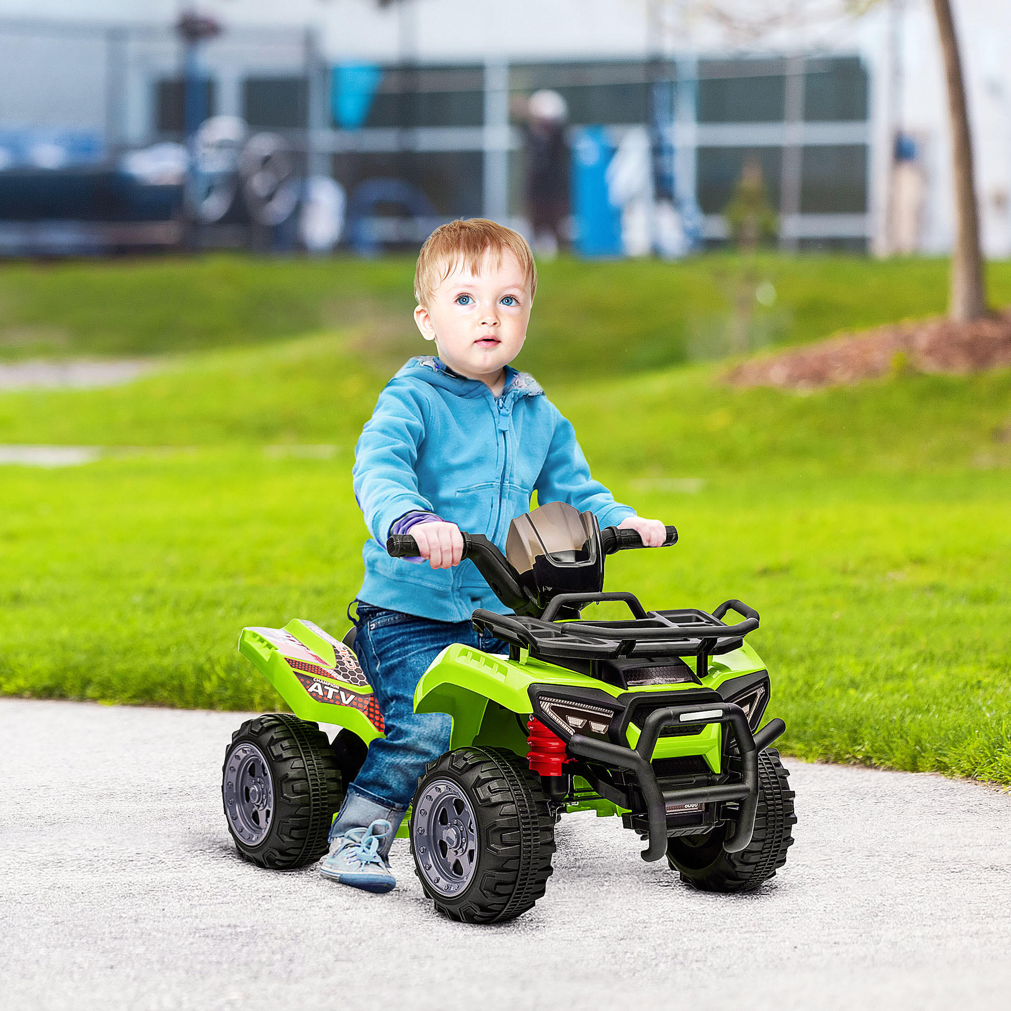MINI ELEKTRO-QUAD KINDER, Schwarz/Grün/Rosa/Rot, Metall+ PP-Kunststoff - Grün, Metall (70/42/45cm) - HOMCOM