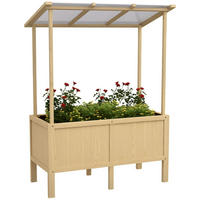 HOCHBEET DE-07805 mit Dach, Drainagelöcher, 160 L Natur - Naturfarben, Holz (110/152/60cm) - ComfortXL