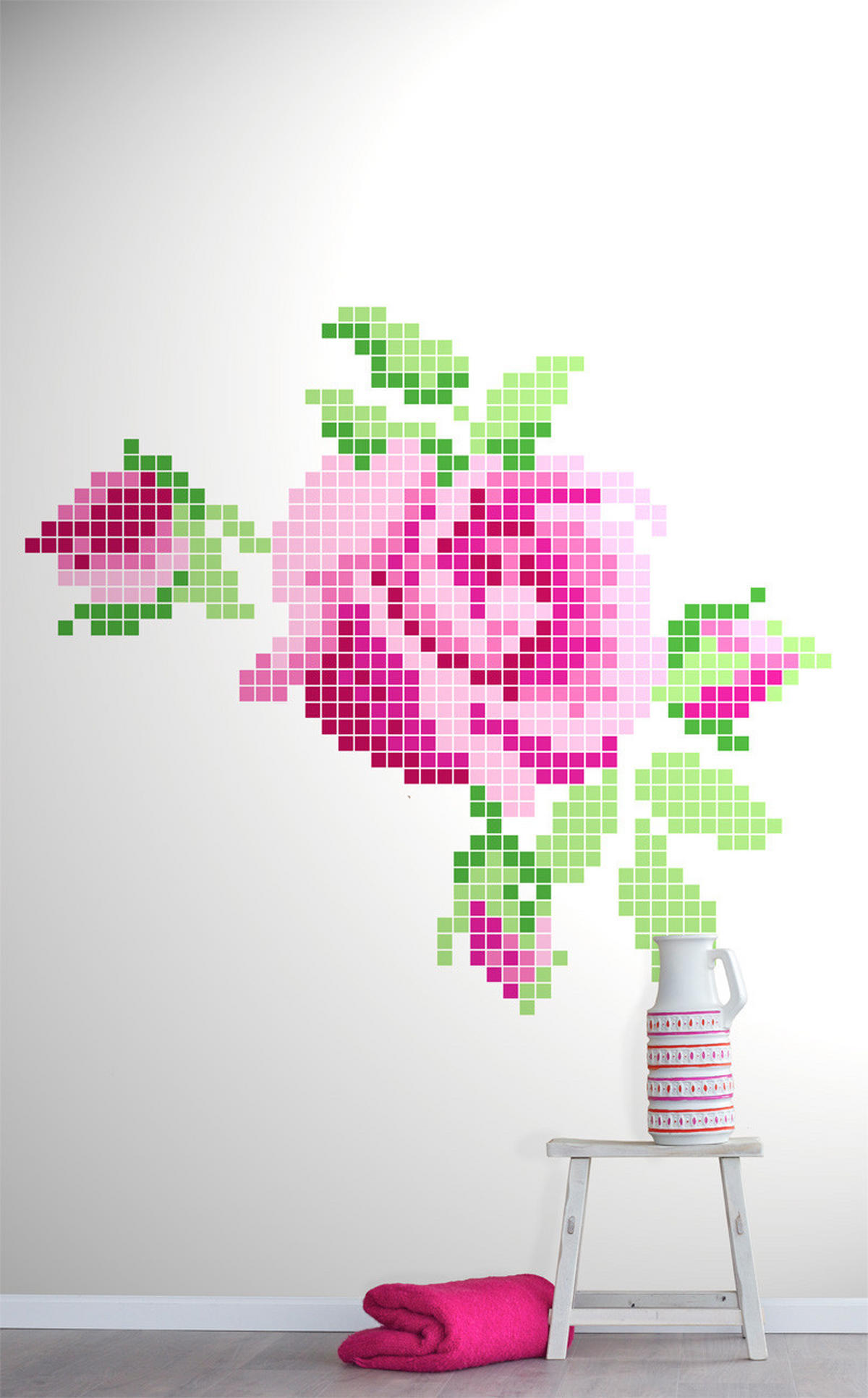 FOTOTAPETE Häkelrose 200 x 279 cm - Pink, Papier (200/279cm) - ESTAhome