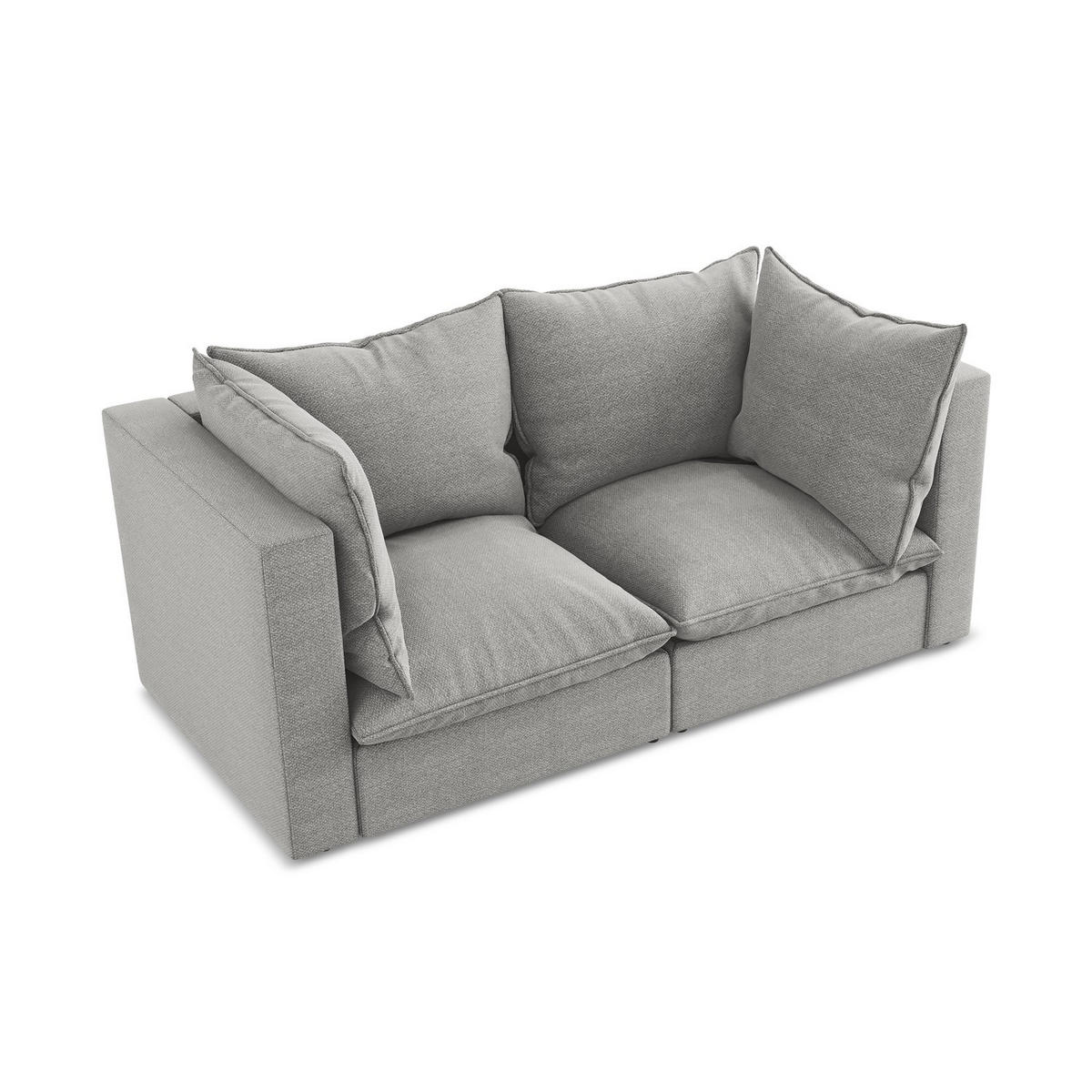 2-SITZER-SOFA Bouclé Stoff Grau - Hellgrau/Schwarz, Holzwerkstoff/Kunststoff (180/77/90cm) - LaMiaSofa