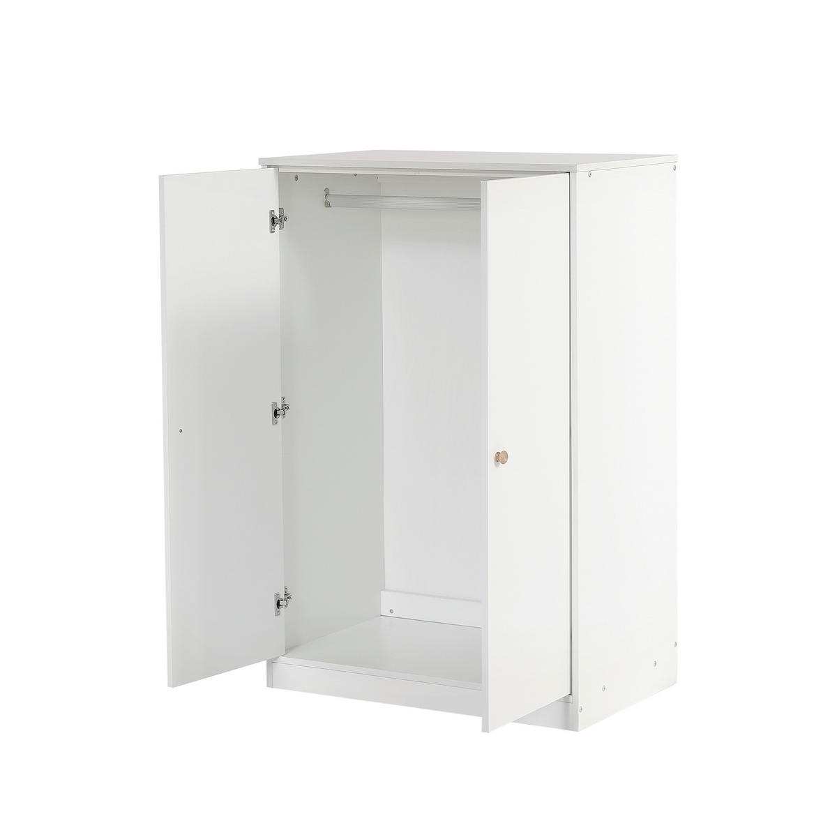 KLEIDERSCHRANK 2-türig 80/50/120 cm in Weiß mit Kleiderstange - Weiß, Holz (80/120/50cm) - BEAOK