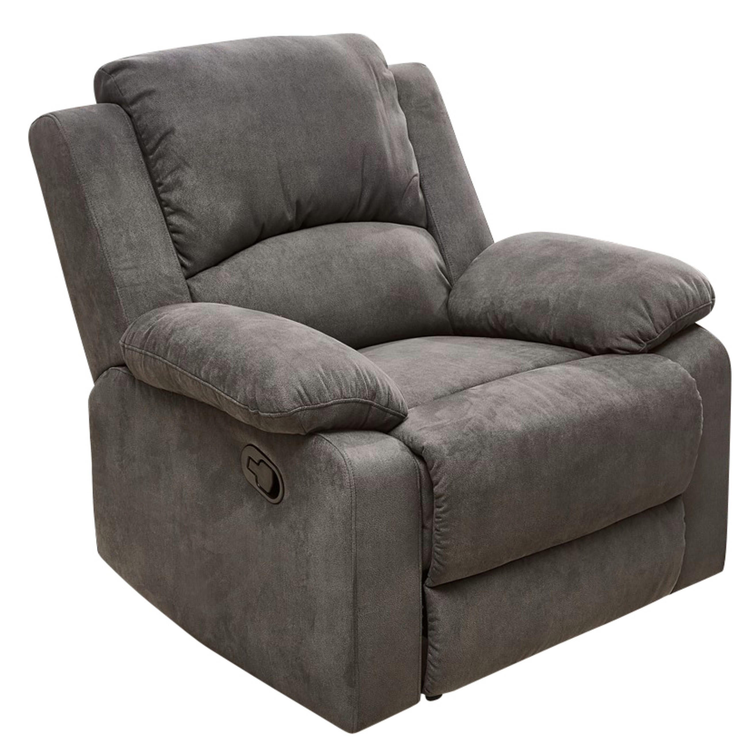 RELAX-FERNSEHSESSEL 97/87/97 cm Federkern, Liegefunktion verstellbar durch halbautomatische Relaxfunktion, Mikrofaser Vintage Anthrazit / 15129 - Anthrazit/Schwarz, Textil (97/97/87cm) - luma-home