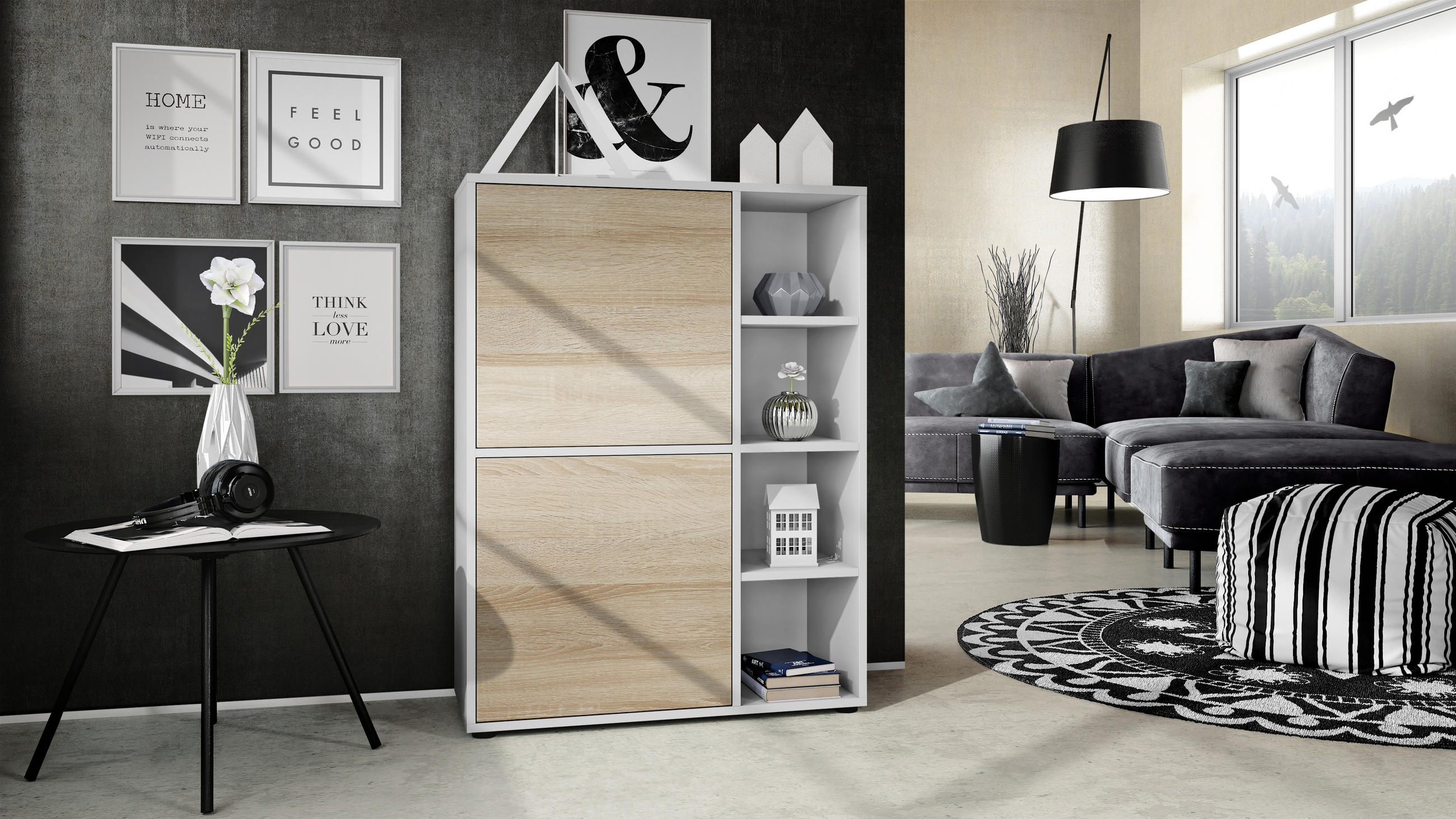 HIGHBOARD Cuba Türen in Eiche sägerau - Eiche San Remo, Holzwerkstoff (79/105.5/35.5cm) - Vladon