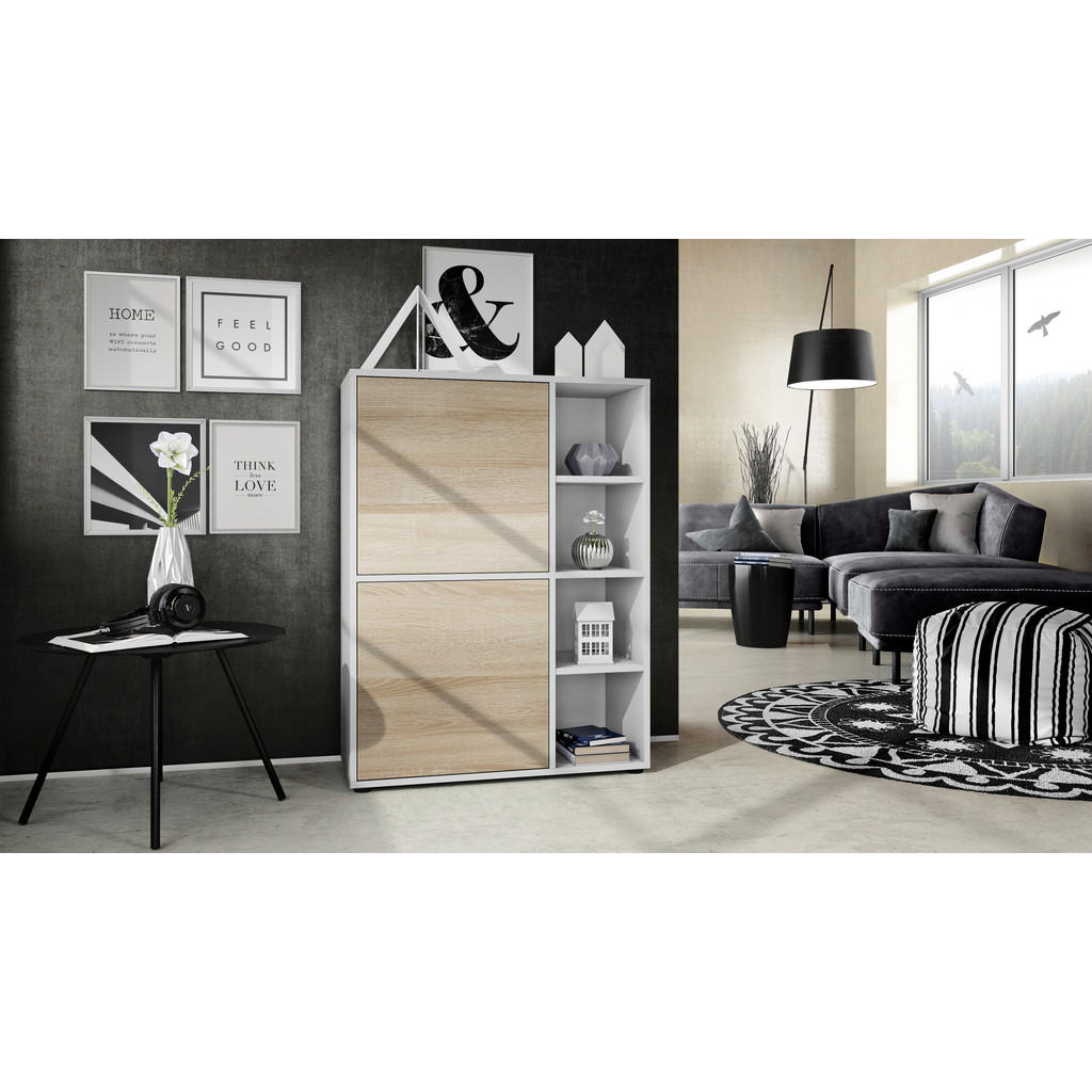 Thumbnail - Vladon Wohnzimmerset, Eiche San Remo, Holzwerkstoff, 214.5x105.5x35.5 cm, Wohnzimmer, Kommoden & Sideboards, Highboards
