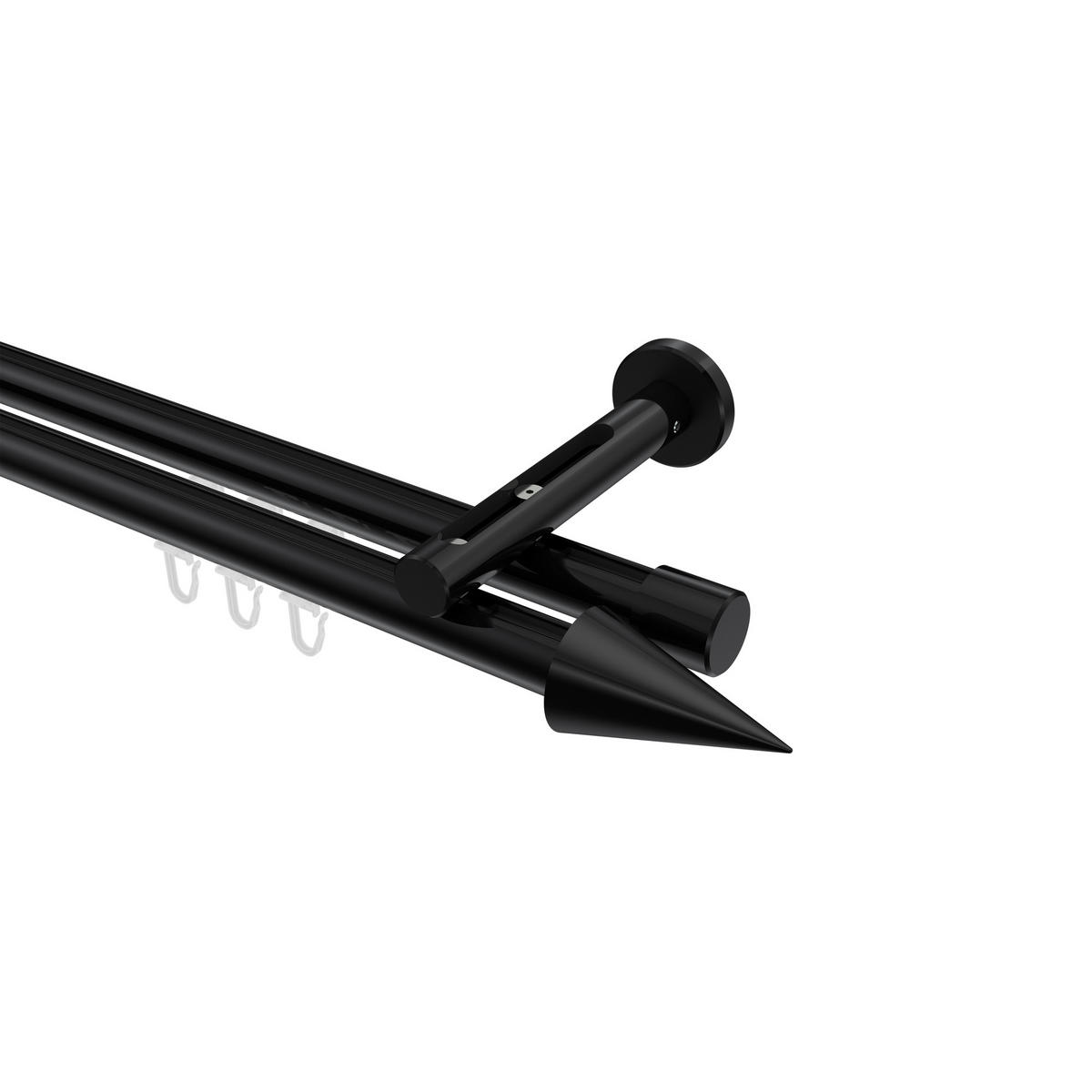 INNENLAUF-GARDINENSTANGEN-SET Siteno Savio 160 cm, 2-läufig, 20 mm Ø Schwarz - Schwarz, Metall (160cm) - INTERDECO