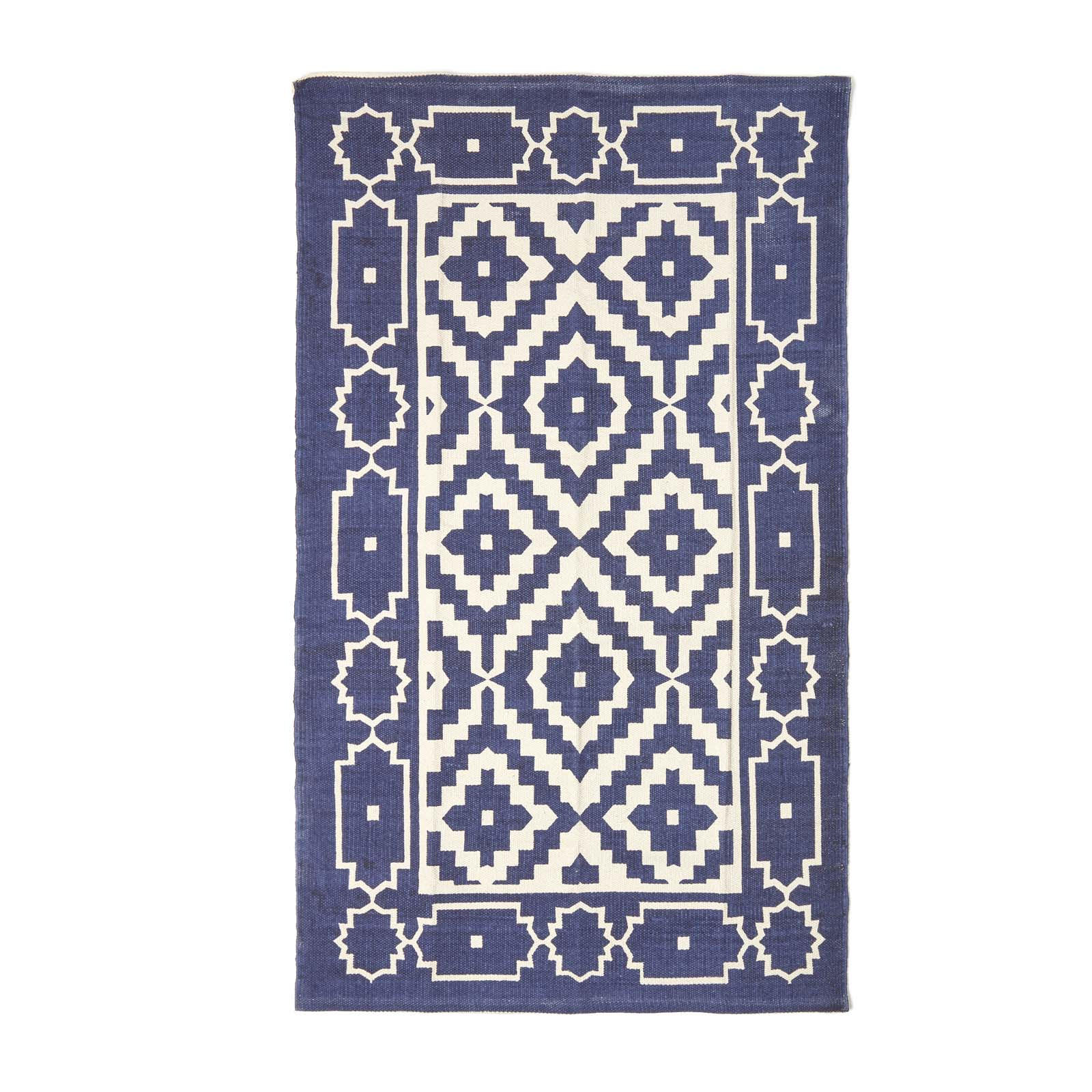 BAUMWOLLTEPPICH Halmstad geometrisch 160/230 cm - Blau, Textil (160/230cm) - Homescapes