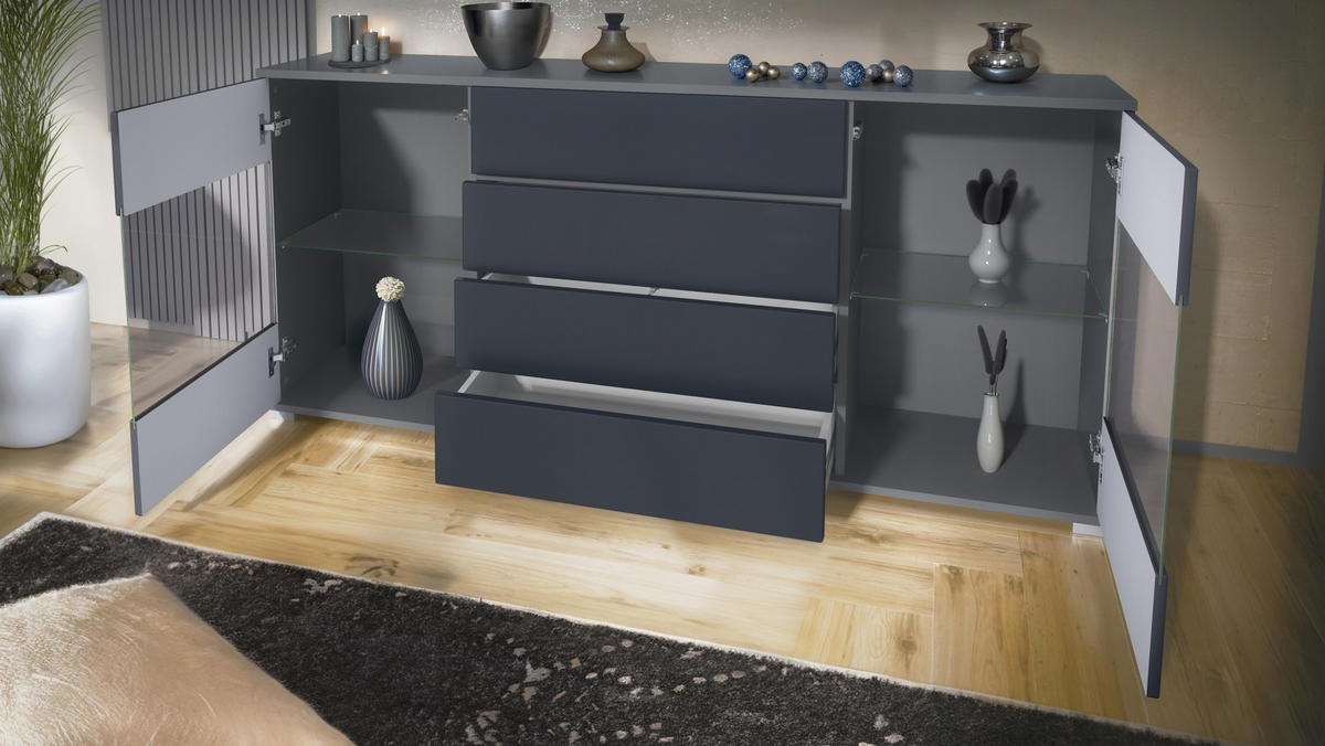 SIDEBOARD Bari Avola-Anthrazit - Anthrazit, Holzwerkstoff (166.5/75.5/35cm) - Vladon