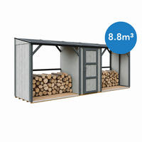 TIMBELA M986-TUNDRA CAVERN Dvojitý Prístrešok na Drevo s Úložným Priestorom 6,49 m², dve zóny na palivové drevo s celkovou kapacitou ~8,8 m³ - antracitová, drevo (118/220/550cm) - Timbela