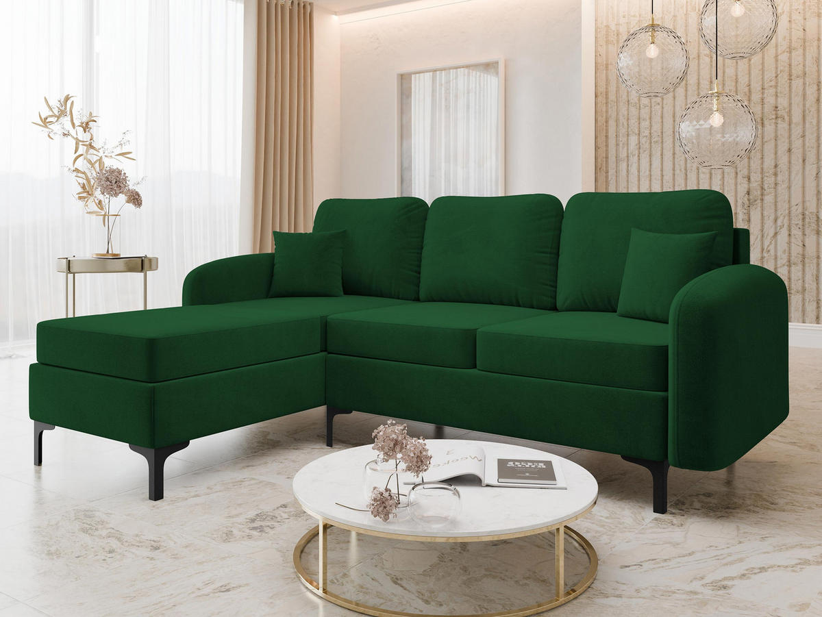 ECKSOFA Venice, Seite: Links - Schwarz/Braun, Holz/Textil (225/172cm) - MIRJAN24