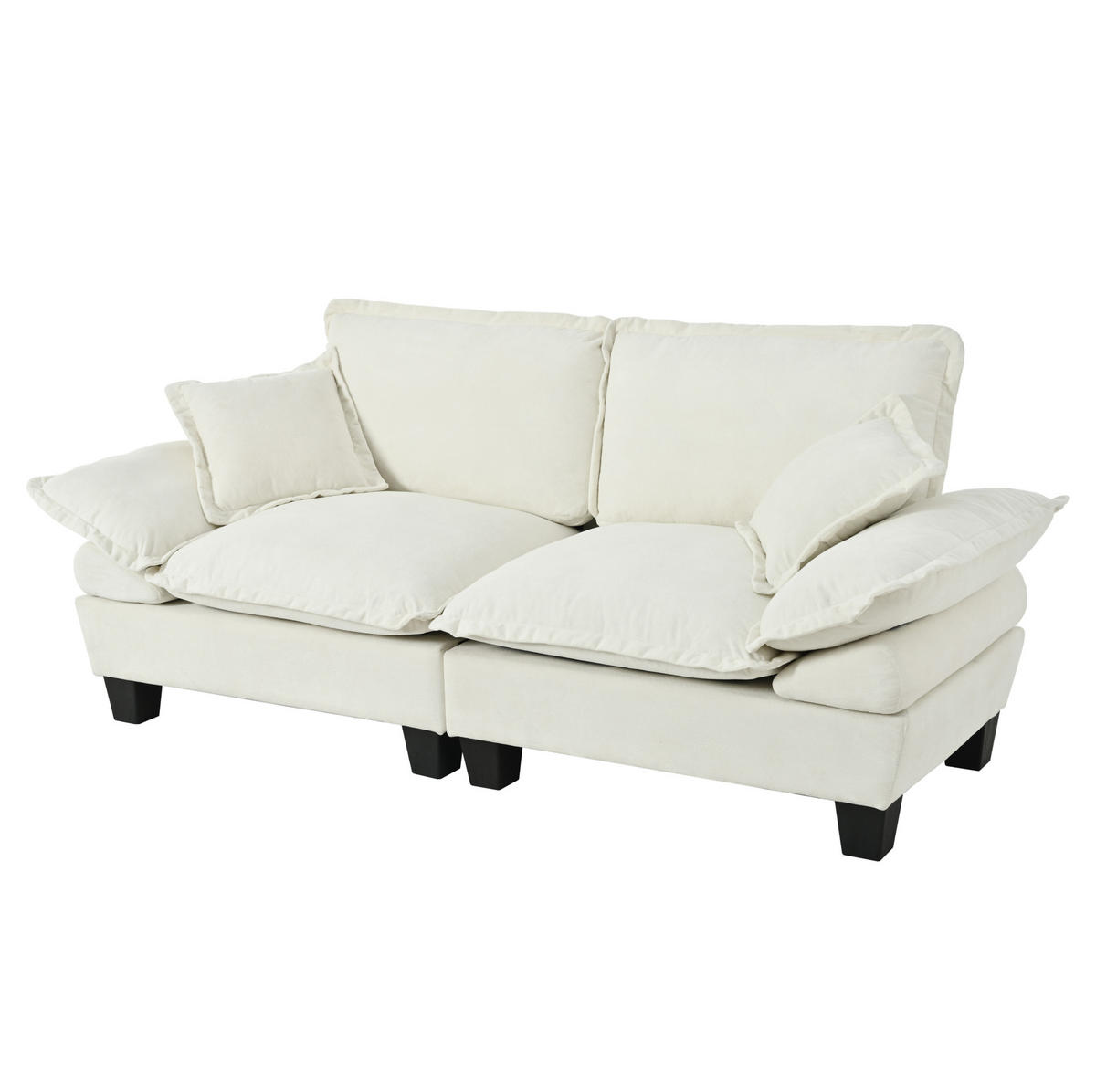 2-SITZER Sofa aus Chenille in Beige mit abnehmbaren Armlehnen - Beige, Textil (82/90/194cm) - Modfu