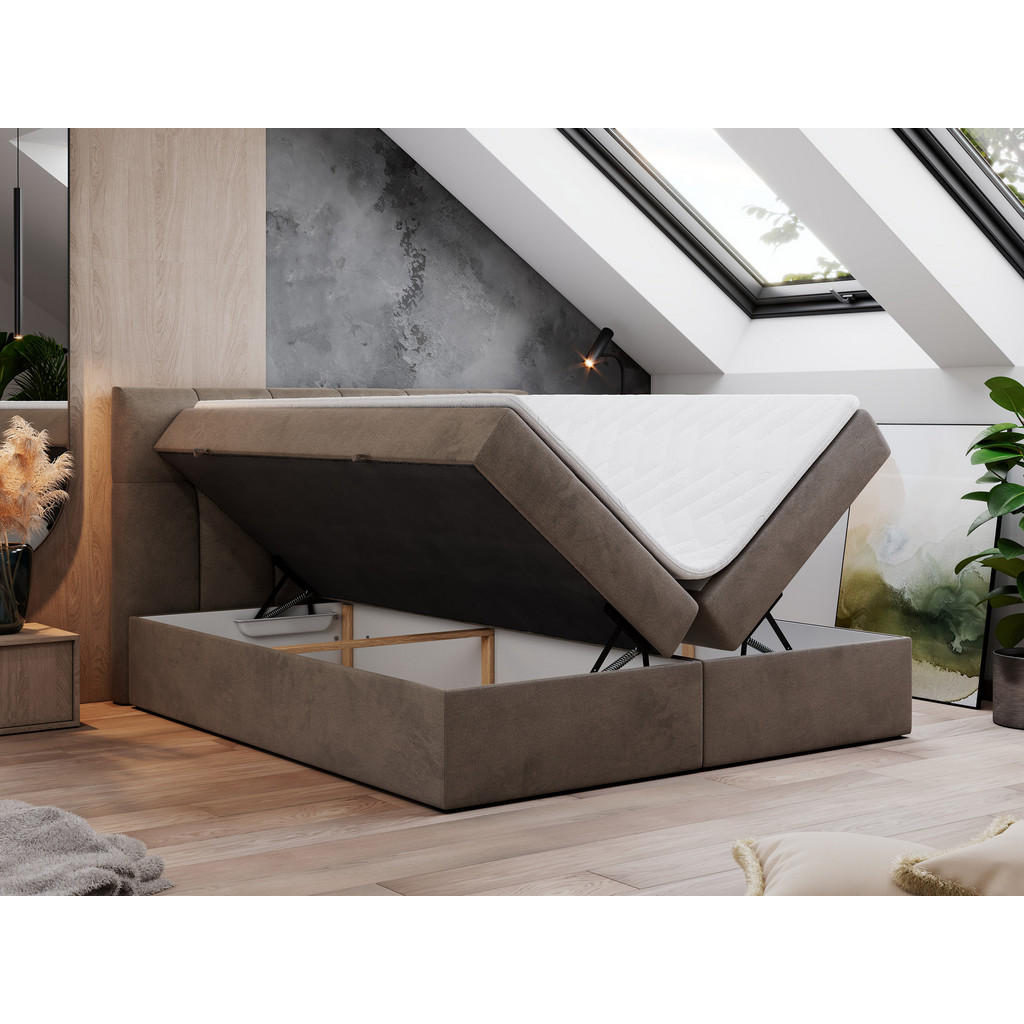 Thumbnail - MKS Boxbett, Braun, Textil, 2-Sitzer, H4, Rechteckig, 140x200 cm, Schlafzimmer, Betten, Boxspringbetten