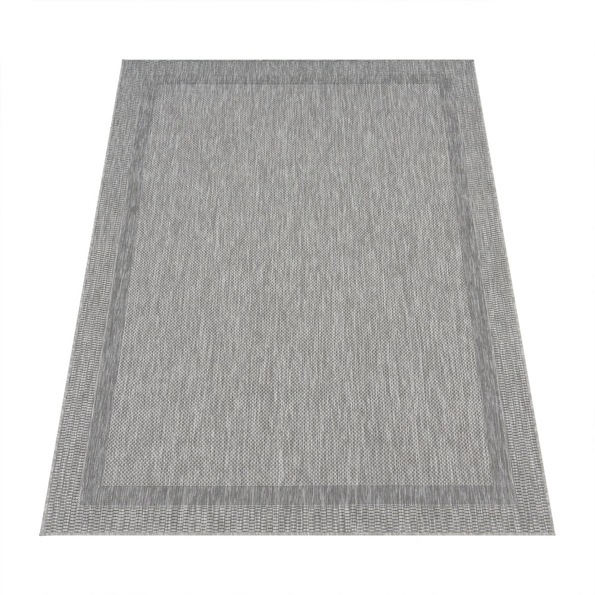 OUTDOOR Teppich Unifarben mit Bordüre Balkon, Terrasse schmutzabweisend Grau Läufer 80x150 - Grau, Textil (80/150cm) - KADIMA DESIGN