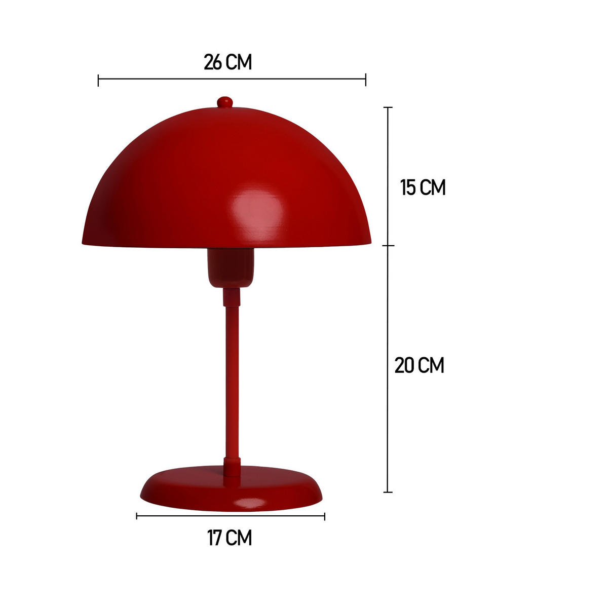 TISCHLEUCHTE Kleine Pilzlampen 26/35 - Rot, Metall (26/35cm) - Bamyum