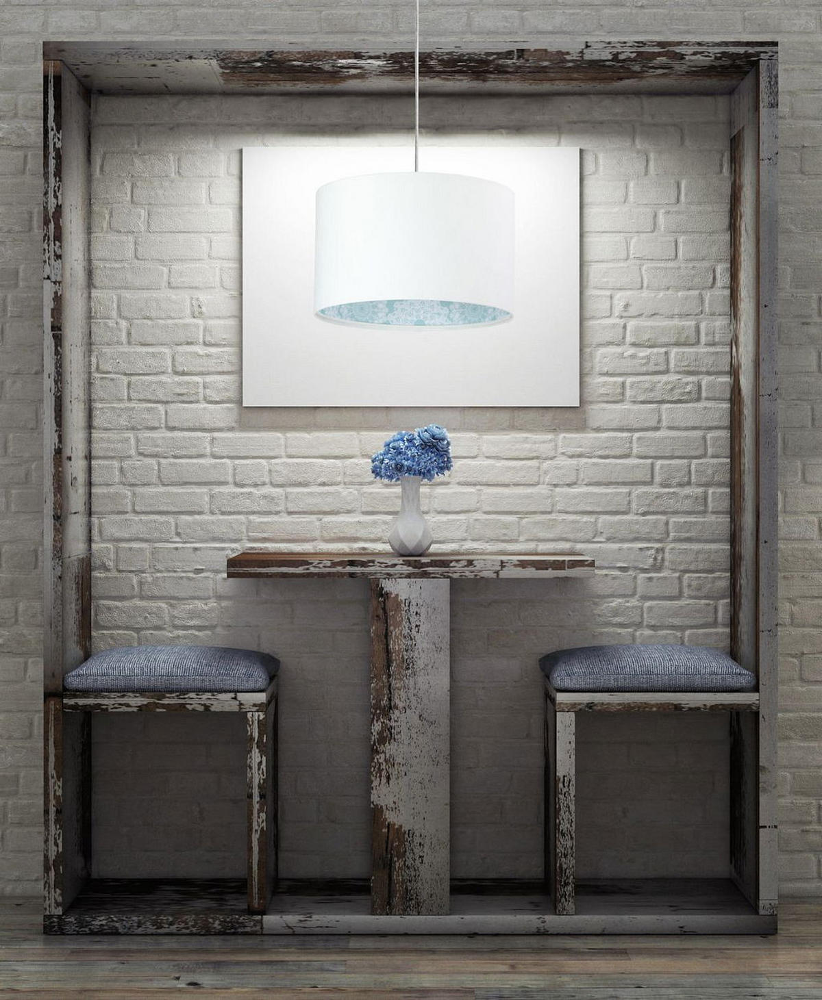 HÄNGELEUCHTE Blau 30/20 cm - Blau/Weiß, Kunststoff (30/0.45/20cm) - ONZENO