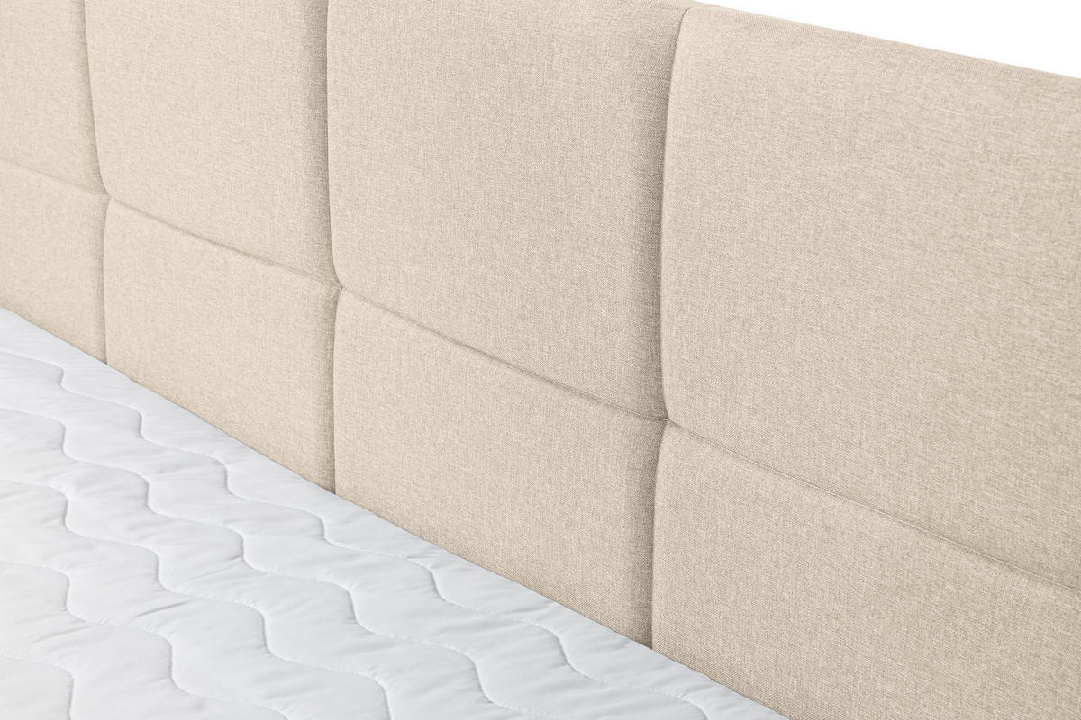 BOXBETT DORIS mit 2 Bettkästen, 160x200, Farbe: Beige, Velourstoff, mit Bonell-Matratze inkl. Topper - Beige, Holz/Kunststoff (160/200cm) - VENASI MÖBEL