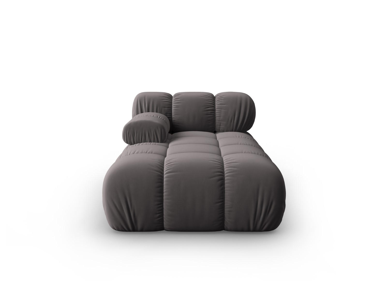 CHAISELONGUE links Bellis aus Samt dunkelgrau - Dunkelgrau, Textil (97/62/157cm) - Micadoni