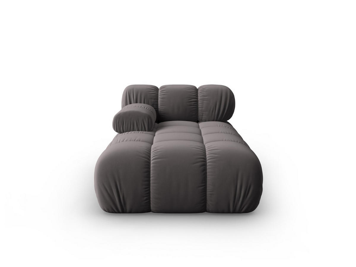 CHAISELONGUE links Bellis aus Samt dunkelgrau - Dunkelgrau, Textil (97/62/157cm) - Micadoni