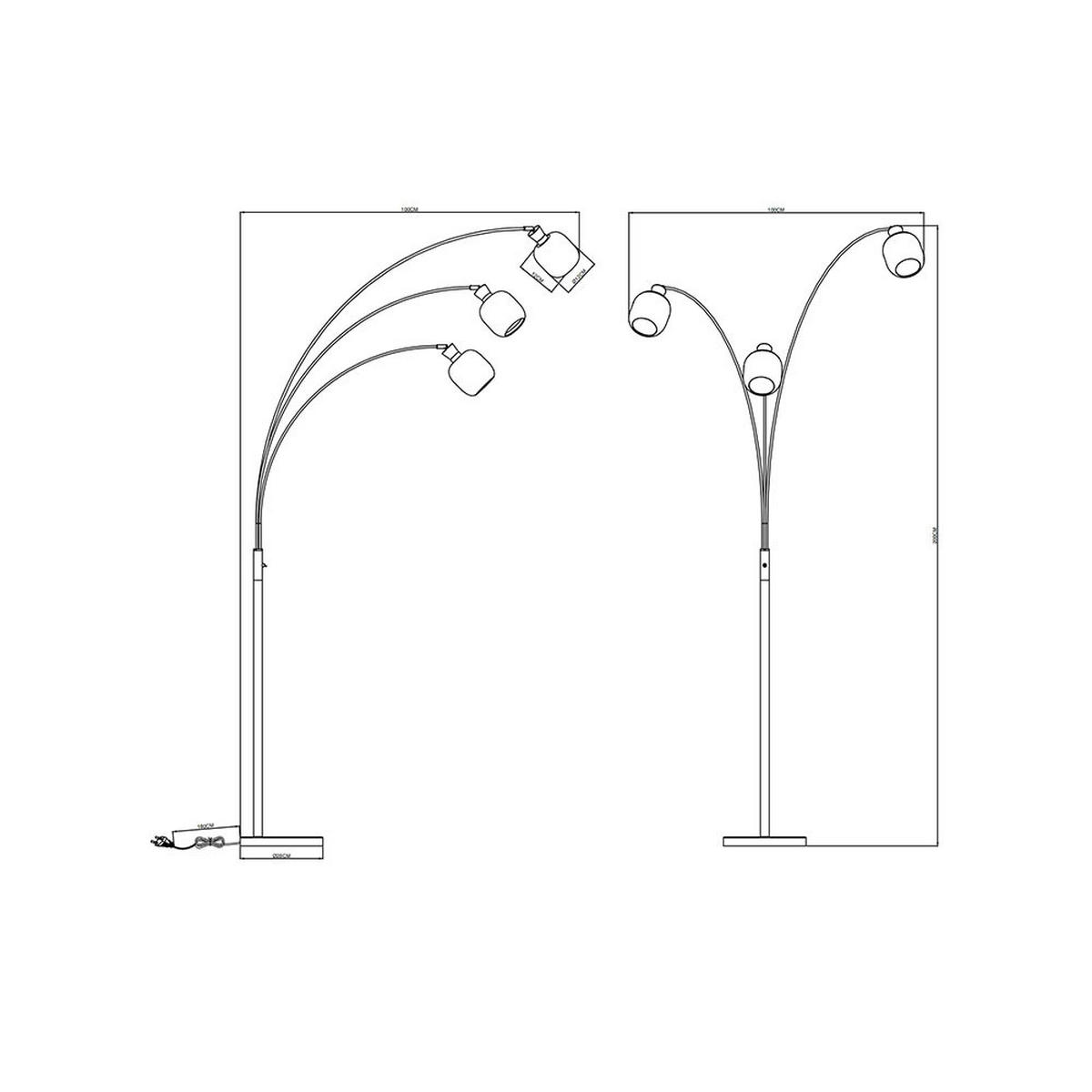 LED STEHLEUCHTE Metall, schwarz-chrom matt, Glas, Schalter - Orange, Glas (84.5/100/200.5cm) - Globo Lighting