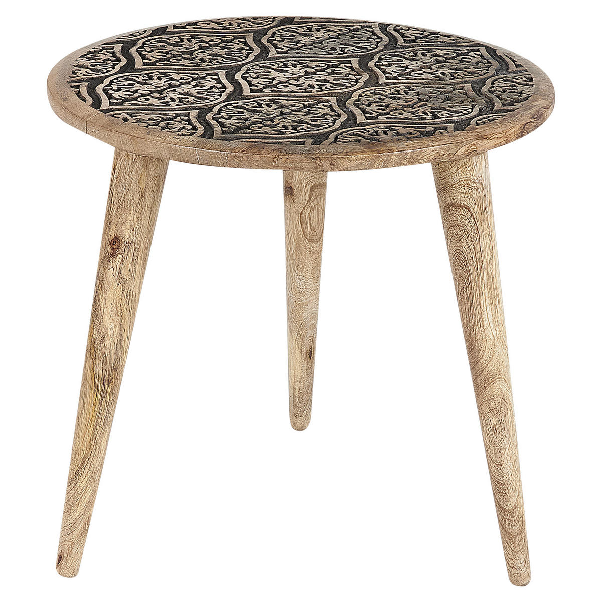 BEISTELLTISCH 2er-Set Mangoholz hellbraun rund Sharma - Hellbraun, Holz (40/40/40cm) - Beliani