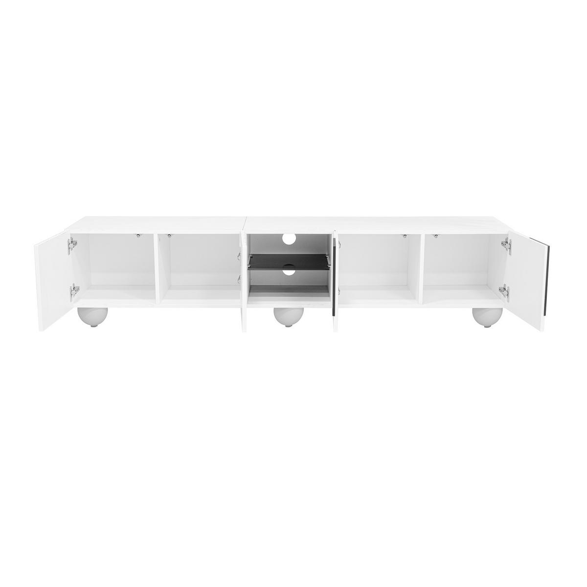 TV-SCHRANK Weiß 180/40/41,5 cm Doppeltüren Offenes Mittelfach Grifflos - Weiß, Karton (40/41.5/180cm) - PANGIVO