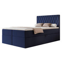 BOXBETT PONTI 120x200 cm Marineblau (Samt) - mit 2 Bettkästen, Bonellmatratze und vertikaler Rautensteppung - Dunkelblau, Holzwerkstoff/Textil (120/200cm) - Ravio
